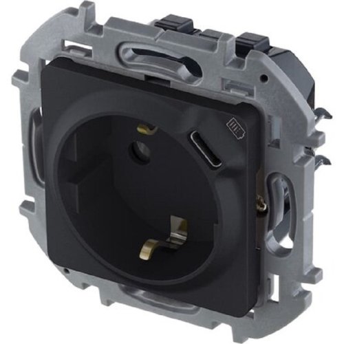 Розетка с заземлением +1хUSB тип C без рамки Legrand Inspiria 1-м. антрацит картинка